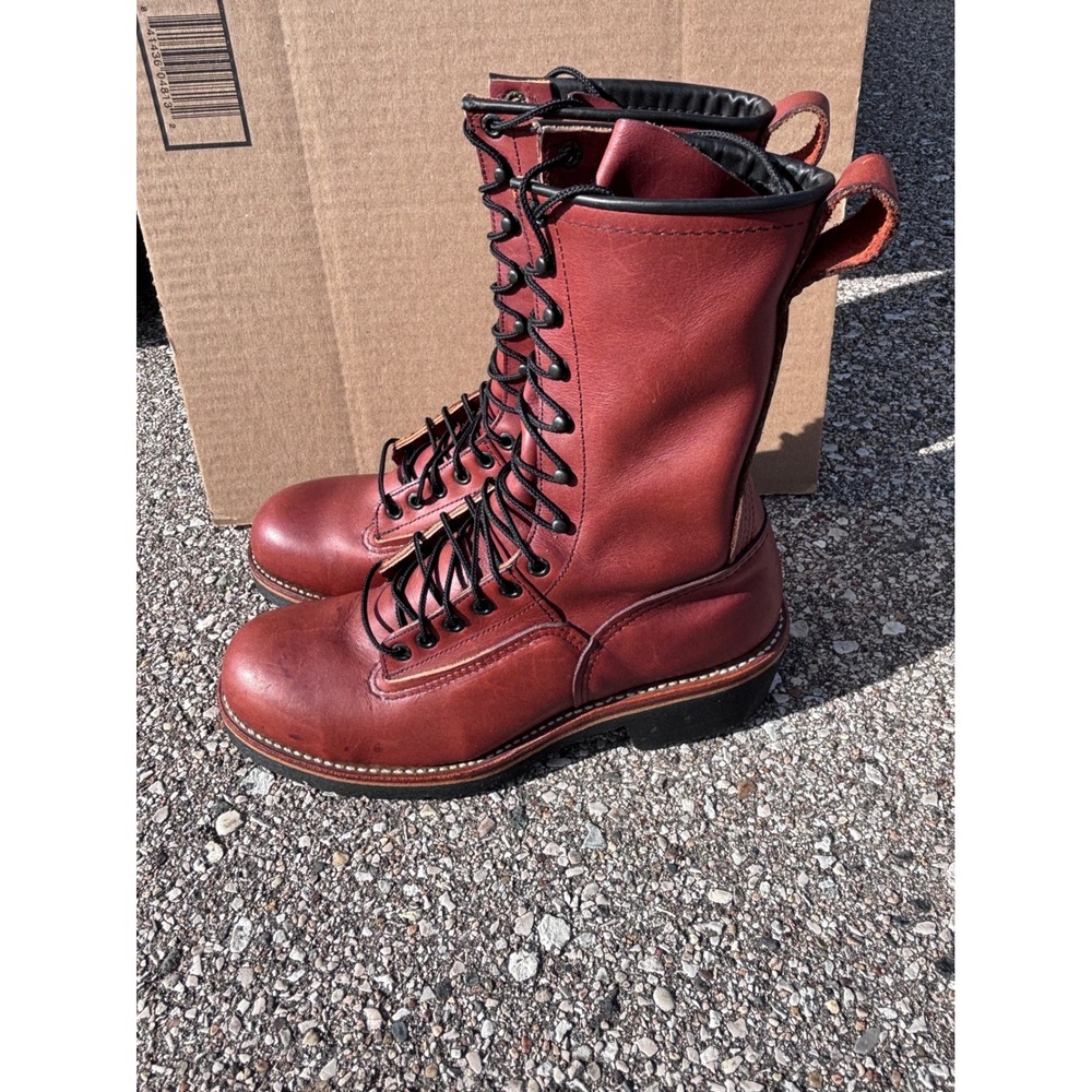 Red Wing 2221 Mens Steel Toe Logger Boots Brown Leather Size 9.5 Made in USA